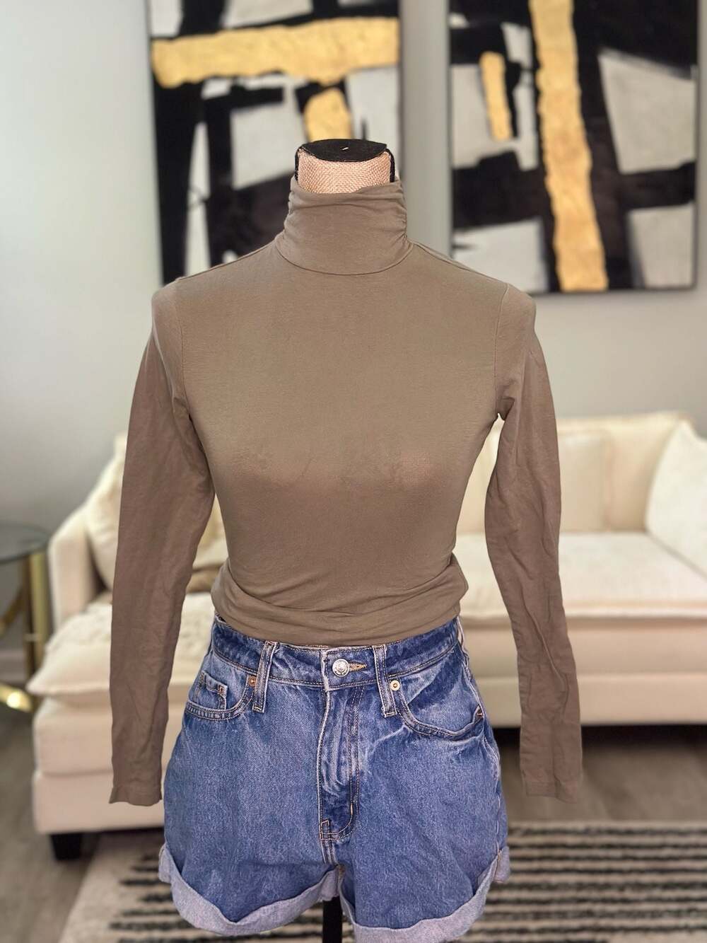 Ambiance Long Sleeve Mock Neck Fitted Turtleneck Top
